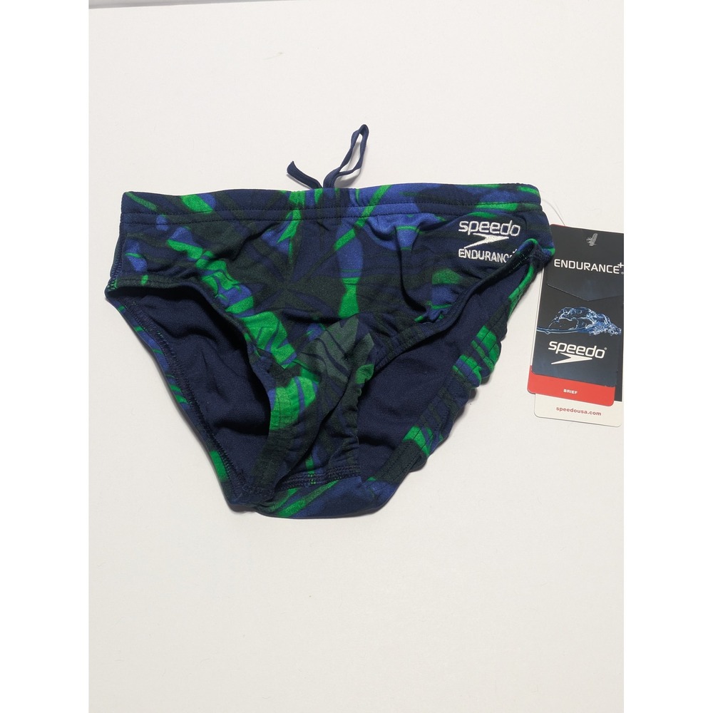 Speedo Mens Endurance+ Reflected Brief Swimsuit Blue Green Palm Print 24